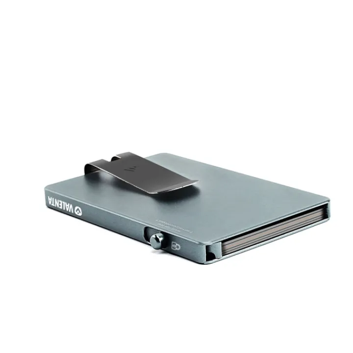 Rfid Portemonnees|Kleine Portemonnees>Valenta Cardprotector Aluminium Magsafe with Money Clip grey