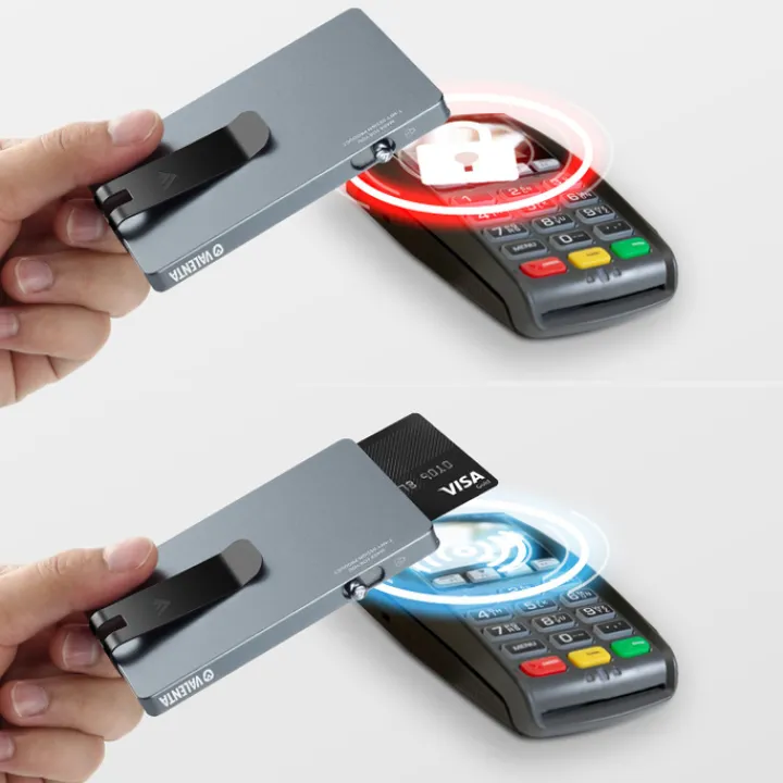 Rfid Portemonnees|Kleine Portemonnees>Valenta Cardprotector Aluminium Magsafe with Money Clip grey