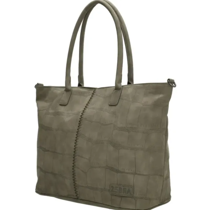 Shoppers|Damestassen>Zebra Trends Mirjam Shopper olijfgroen